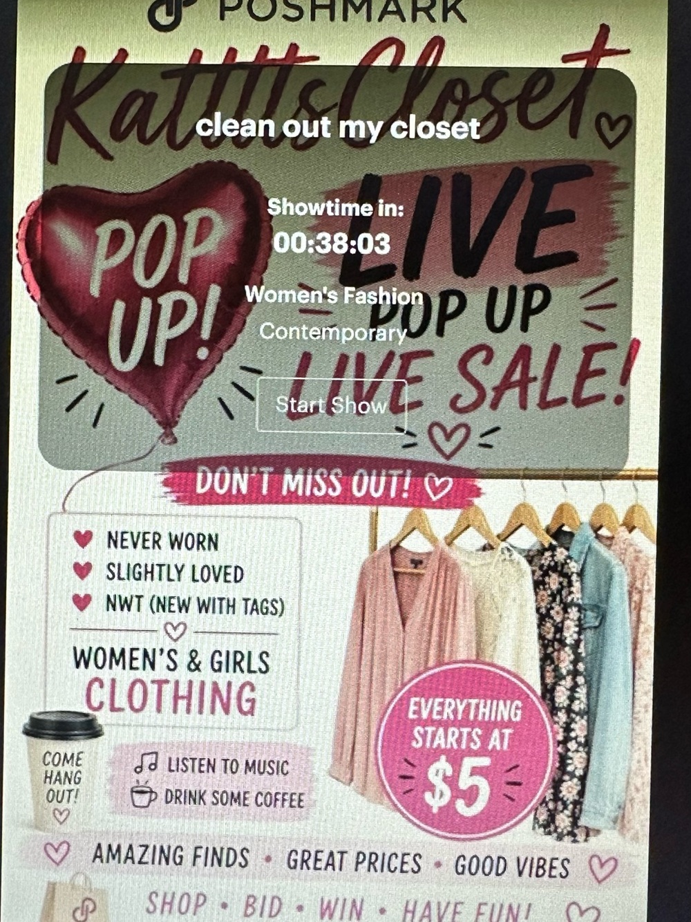 Pop Up Live Sale smoke free home